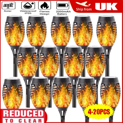 £4.78 • Buy 20x Flame Effect LED Solar Lights Stake Garden Patio Flickering Torch Night Lamp