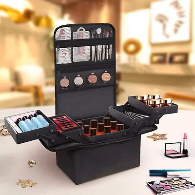 Extra Large Vanity Case Beauty Box Make Up Jewelry Cosmetic Nail Tech Storage UK • £14.99