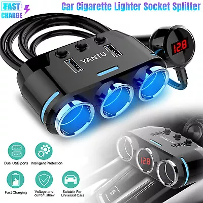 3 Way Multi Car Cigarette Lighter Socket Extension Splitter USB Charger DC 12V • $13.48