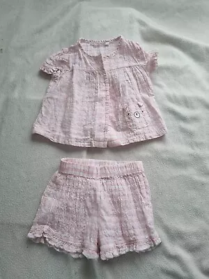 Baby Girl Pink Check Blouse And Shorts 0-3 Months • £0.50