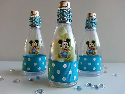 12 Mickey Mouse Fillable Champagne Bottles Baby Shower Favors Its A Boy Birthday • $18.99