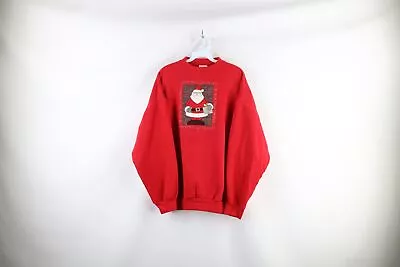 Vintage 90s Streetwear Womens XL Faded Christmas Santa Claus Crewneck Sweatshirt • $35.95