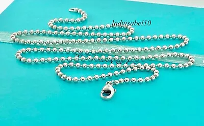 Tiffany & Co. 2.5mm Men’s  Beaded Chain 24  Necklace Love  Silver 11.6g W/ Pouch • $189