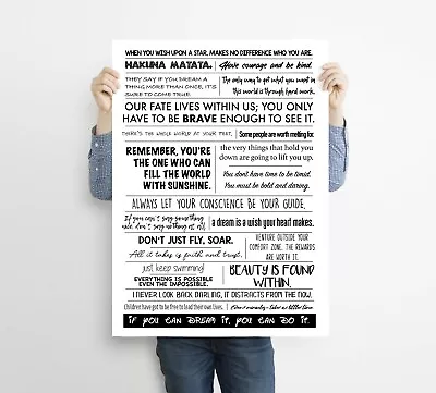 £10.99 • Buy Disney Movie Quotes Print Kids Typography Nursery Film Poster Wall Art Gift Idea