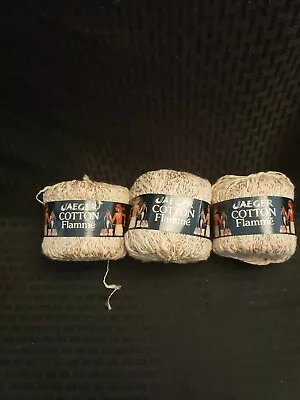 Jaeger Flamne Cotton 3 Skeins Brown White • $16