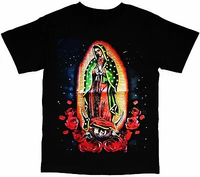 Virgen Mary Guadalupe Rose Mens T-Shirt • $14.99