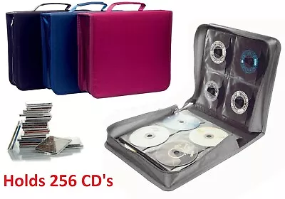 256 CD Case DVD Wallet Cover Disc Storage Holder Sleeve Handle Portable Car Home • £14.99