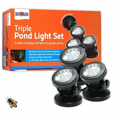 Garden Underwater Pond Lights 3 LED Spot Light Sensor Colour Changing New • £39.99