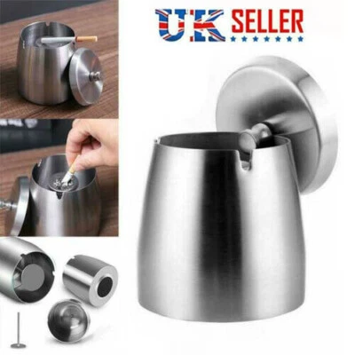 £7.99 • Buy Outdoor Ashtray With Lid For Cigarettes Stainless Steel Windproof Rainproof UK