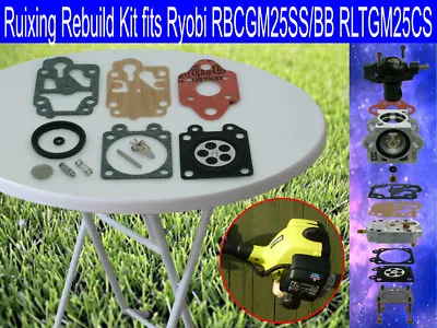 Ruixing Carby Rebuild Kit Fits Ryobi RBCGM25SS RBCGM25BB RLTGM25CS GM254SL More • $16.95