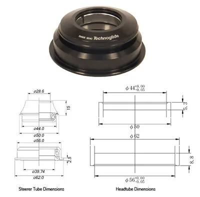 Tange Seiki Technoglide ZS225 Semi Integrated Headset In Black. 1 1/8  - 1 1/2  • £45.18