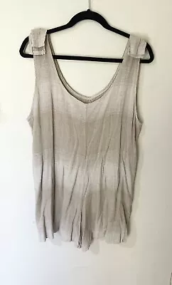 LINO - Beige Stripe 100% Italian Linen Playsuit With Pockets Fit 12 BNWOT • $25