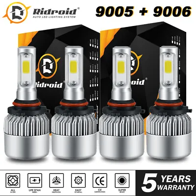 2pair 9005+9006 LED 3800W 570000LM Combo Headlight High + Low Beam 6000K Kit • $19.98