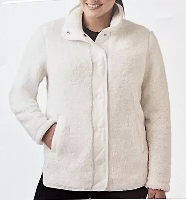 Member's Mark White Cozy Sherpa Jacket Women's XX-L Relaxed Fit Full Snap New • $21.40