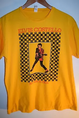 Elvis Costello My Aim Is True Yellow EUC T Shirt Tag L Fits M/L Medium • $17