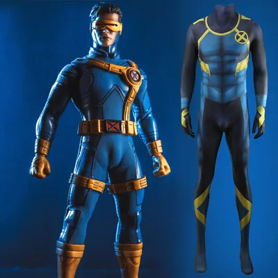 The Cyclops Jumpsuit Superhero X-Men Suit Cosplay Bodysuit Costume Halloween UK • £57.59