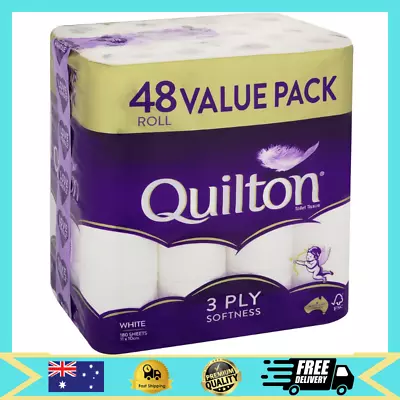 48x Quilton Toilet Paper Tissue Rolls 3-Ply 180 Sheets - Free Postage Best Price • $27.64