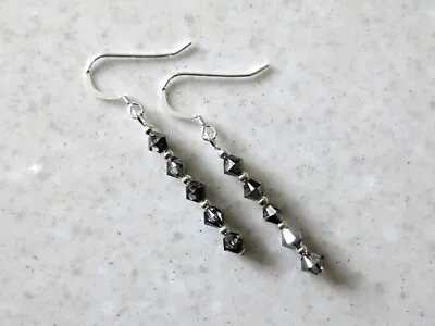 Slim Sparkly Premium Quality Crystals Earrings With Sterling Silver • £13.75