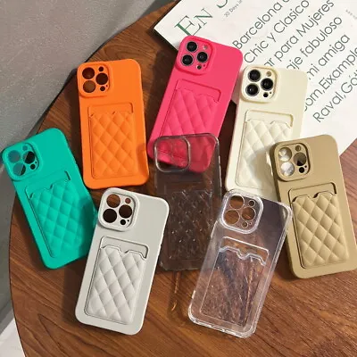 Silicone Soft Case For IPhone 15 14 13 Pro Max 11 12 XR 8 Wallet Card Slot Cover • $7.69