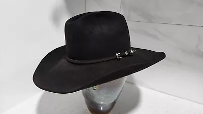 Mens Vintage Black Rodeo King Cowboy Western Pure Fur Felt Hat Sz 57 Made Usa • $399.99