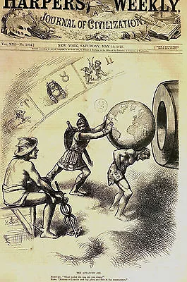 Thomas Nast 1877 - MERCURY And MARS World At War ADVANCED AGE - Print Matted • $30