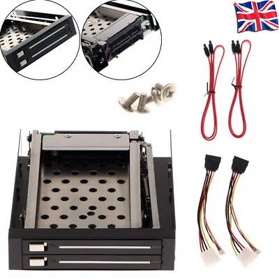 Internal Dual Bay 2.5inch SATA SSD HDD Hard Drive Enclosure Tray Mobile Rack Hot • £24.99