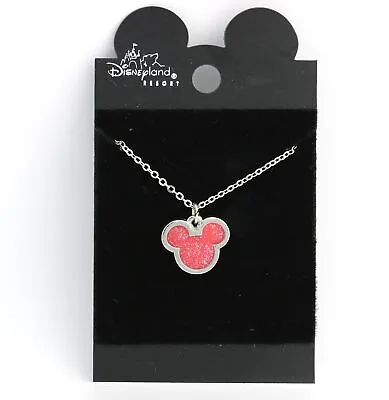 New Disney Pendant Necklace - Mickey Mouse Red Sparkle Enamel 18  Cable Chain • $7.98