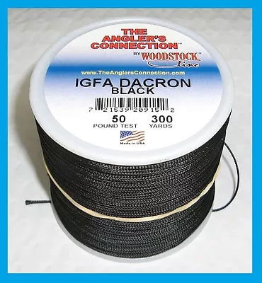 WOODSTOCK BRAIDED DACRON Fishing Line Black Color 50lb-300yd NEW! FREE USA SHIP! • $23.98