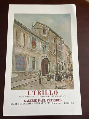 Maurice Utrillo Vintage Lithograph Exhibition Poster Mourlot Pétridès 1966 • $165