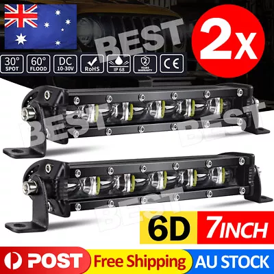 2x 7 Inch LED Light Bar 60W Slim 6D Single Row Driving Beam Work Lamp Marine AU • $19.95