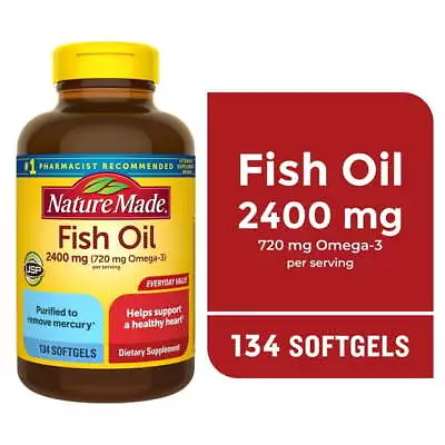 Fish Oil 2400mg Per Serving Softgels Omega 3 Fish Oil Supplements 134 Count • $11.57