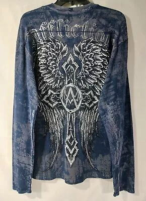 Affliction Long Sleeve 1/4 Button Up Henley Thermal Shirt Men's Size Large • $40