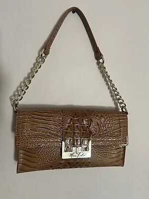 Marc Fisher Large Shoulder Bag Flap Front Handbag Purse Brown 12  X 7  Gold • $35