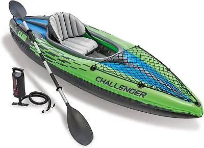 Intex Challenger K1 Inflatable 1 Person Outdoor Kayak Set With Oar And Hand Pump • £79.99