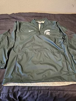 Michigan State Spartans NIKE Pullover Storm-Fit Poly Winbreaker Rain Green Large • $25