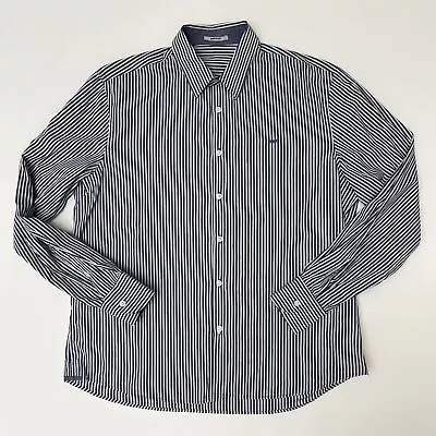 Gas Mens Xl Blue Stripe Long Sleeve Shirt Cotton Mix Casual  • £13.99