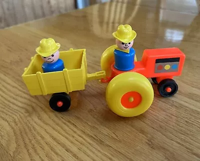 Vintage Fisher Price Little People Farm Red Tractor Cart Farmers • $14.99