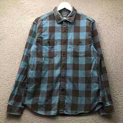 J.Crew Flannel Button Up Shirt Men's Large L Long Sleeve Gingham Check Blue Gray • $19.99