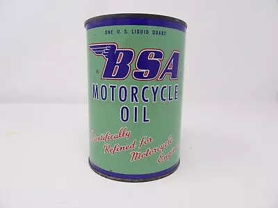 BSA Motorcycle Oil Can Full 1 Quart Vintage  Nice Shape • $250