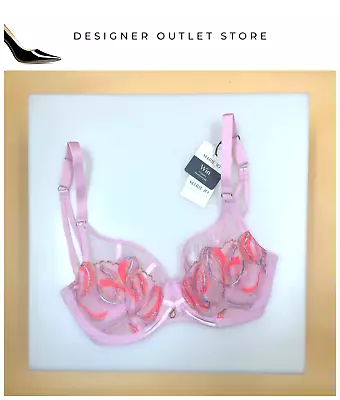 Marie Jo Bra Size UK 34B Vita Underwired Semi Sheer Unpadded Lingerie Lily Rose • £38