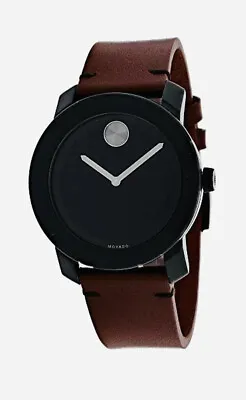 Brand New Movado Bold Men's Burgundy Leather Strap Black Dial Watch 3600602 • $219