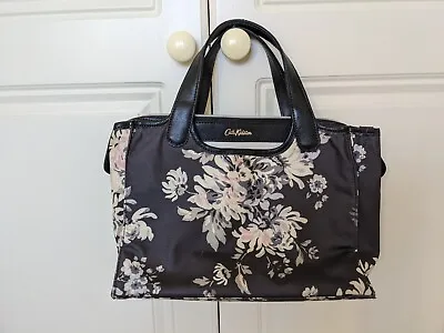 Cath Kidston Black Floral PVC Fabric Oilcloth Large Shoulder Tote Bag Y2K • £16.99