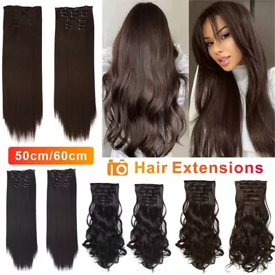 £8.29 • Buy Thick Real Natural As Human Hair 6 Pcs Hair Full Head Clip In Hair Extensions UK