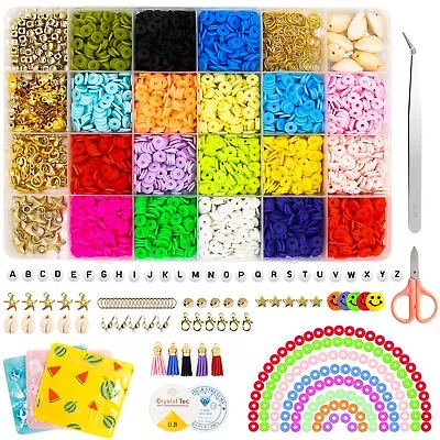 5000+Pcs Clay Beads For Jewellery & Bracelet Making Kit  Kids Adults 18 Colours • £10.99