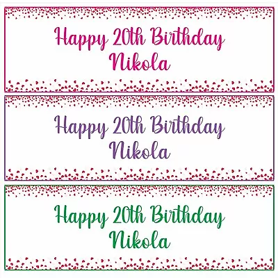 HAPPY BIRTHDAY BANNER PARTY DECORATION Any Name Any Age Banner 18th 19th 20th • £4.39