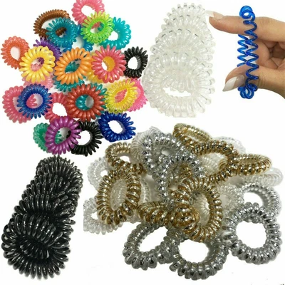 £3.49 • Buy 10 Hair Bobbles Spiral Coil Elastic No Tangle Ponytail Wire Ties Stretchy Bands