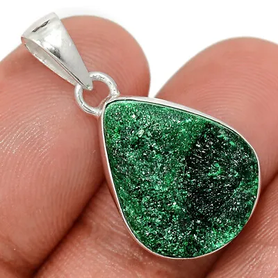 Natural Malachite Druzy 925 Sterling Silver Pendant Jewelry CP39627 • £10.29