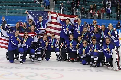 Team Usa Womens Hockey Team Wins Olympic Usa Gold Metal  8x10 Photo W/ Borders  • $4.99