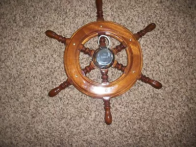Vintage Vetus Nautical Wooden Boat Steering Wheel • $74.99