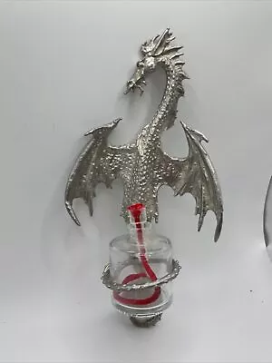 Vintage 1988 Perth Pewter Oil Lamp 7.75 In. Dragon Wall Sconce  • $70